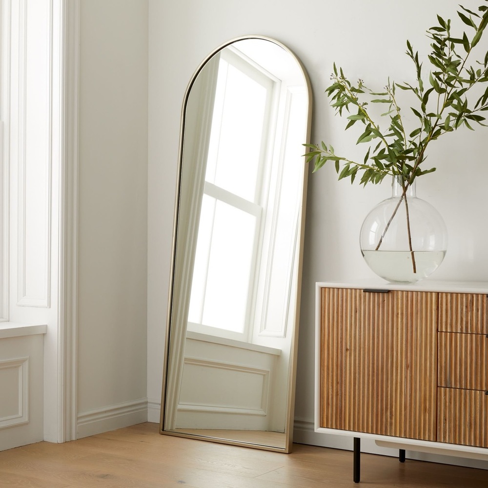 NEW West Elm Full Length Arched Gold Framed Boho Floor / Wall Mirror - 65" x 22" - Picture 1 of 12